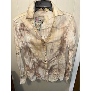A Rare Bird Western Shirt Sz M Button Down Cowgirl Distressed NOS!